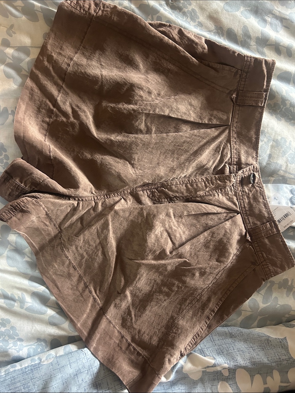 Free People High-Waist Brown Linen-Blend Shorts